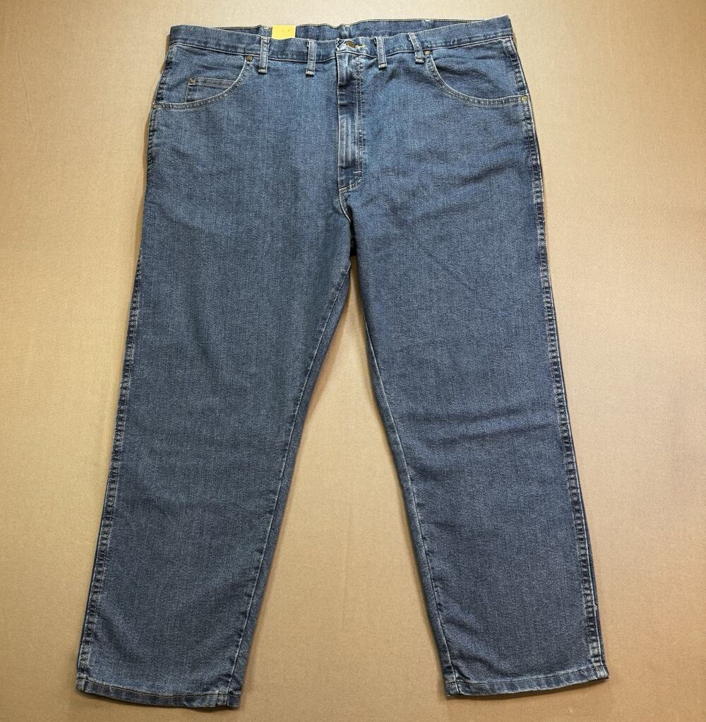 Wrangler Rugged Wear Jeans Mens 44x28 Relaxed Stretch Flex Denim Blue NWT